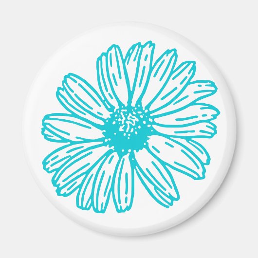 Robin Egg Blue Daisy Print, Hippie Flowers Pattern Magneet (Voorkant)