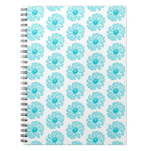 Robin Egg Blue Daisy Print, Hippie Flowers Pattern Notitieboek