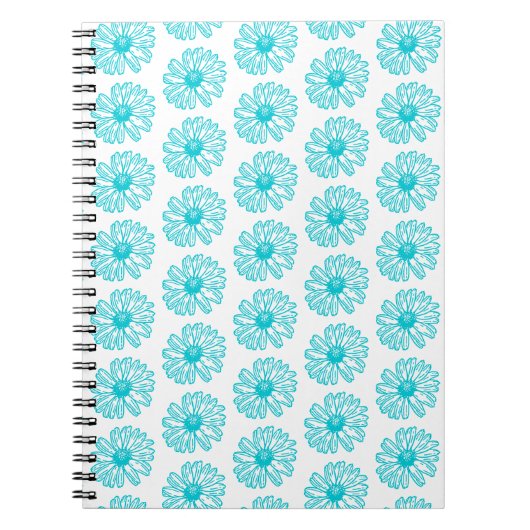 Robin Egg Blue Daisy Print, Hippie Flowers Pattern Notitieboek (Voorkant)