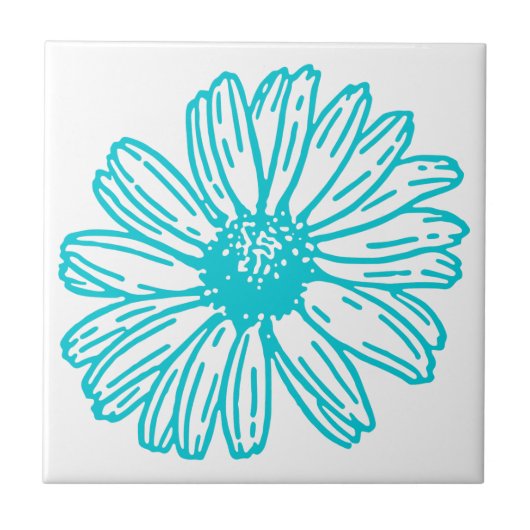 Robin Egg Blue Daisy Print, Hippie Flowers Pattern Tegeltje (Voorkant)