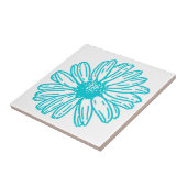 Robin Egg Blue Daisy Print, Hippie Flowers Pattern Tegeltje (Zijkant)