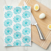 Robin Egg Blue Daisy Print, Hippie Flowers Pattern Theedoek (Quarter Fold)