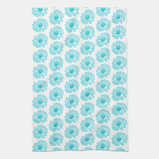 Robin Egg Blue Daisy Print, Hippie Flowers Pattern Theedoek (Verticaal)