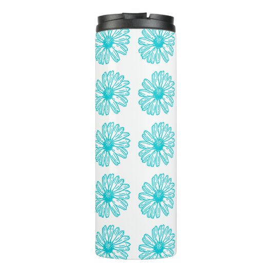 Robin Egg Blue Daisy Print, Hippie Flowers Pattern Thermosbeker (Achterkant)