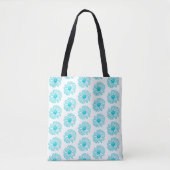Robin Egg Blue Daisy Print, Hippie Flowers Pattern Tote Bag (Voorkant)