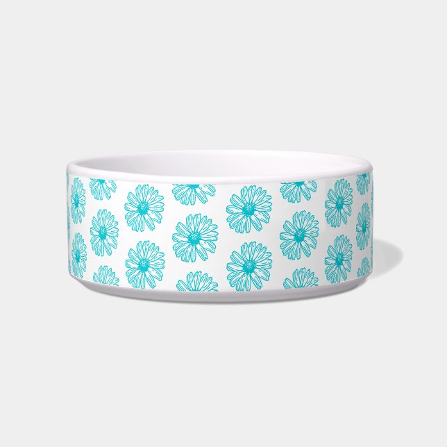 Robin Egg Blue Daisy Print, Hippie Flowers Pattern Voerbakje (Voorkant)