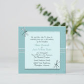 Robin Egg Blue Dragon Fly Wedding Invitation Kaart (Staand voorkant)