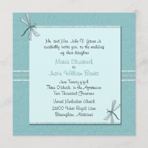 Robin Egg Blue Dragon Fly Wedding Invitation Kaart