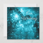 Robin Egg Blue en Aqua Stars Celestial Wedding Kaart (Voorkant)