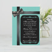 Robin Egg Blue en Black Gay Wedding Invitations Kaart (Staand voorkant)