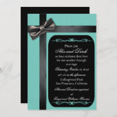 Robin Egg Blue en Black Gay Wedding Invitations Kaart (Voorkant / Achterkant)