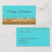 Robin Egg Blue en Gold Glittery Visitekaartje (Voorkant / Achterkant)