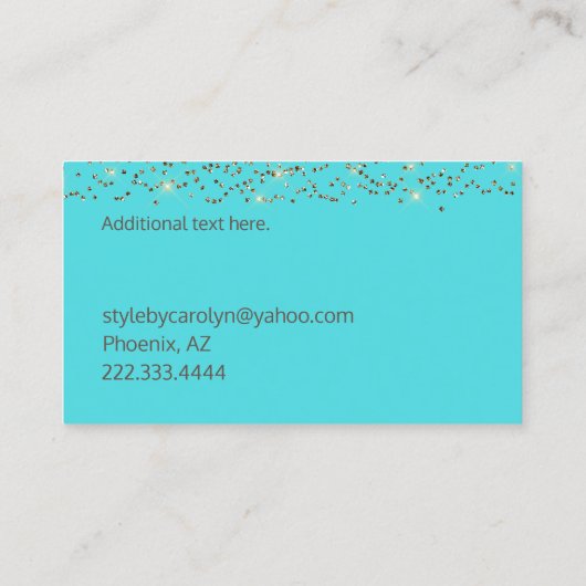 Robin Egg Blue en Gold Glittery Visitekaartje (Achterkant)