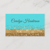 Robin Egg Blue en Gold Glittery Visitekaartje (Voorkant)