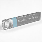 Robin Egg Blue en Grey Chevrons Custom Name Naambordje