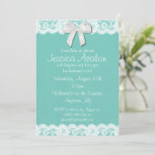 Robin Egg Blue en White Lace Vrijgezellenfeest Inv Kaart (Staand voorkant)