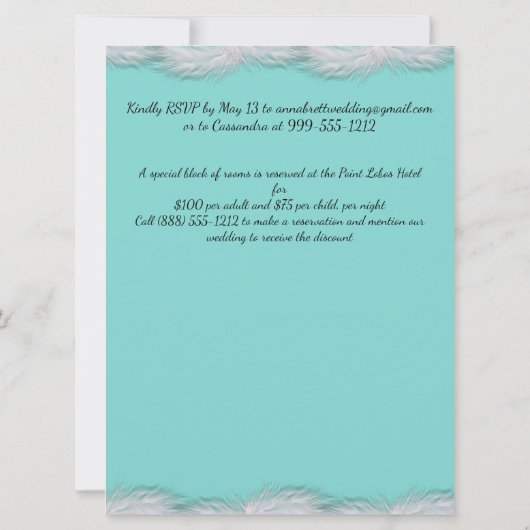 Robin Egg Blue en White Masquerade Wedding Kaart (Achterkant)