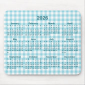 Robin Egg Blue Gingham Plaid 2026 Calendar Muismat (Voorkant)