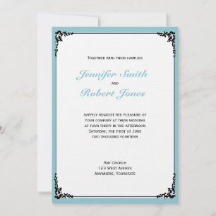 Robin Egg Blue Initialen Posh bruiloft uitnodiging