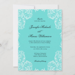 Robin Egg Blue Lace Lijst Classic Wedding Kaart