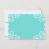 Robin Egg Blue Lace Lijst Gray Wedding RSVP (Achterkant)