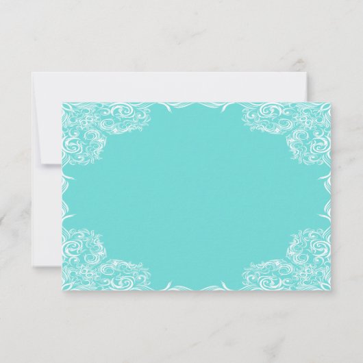 Robin Egg Blue Lace Lijst Gray Wedding RSVP (Achterkant)
