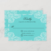 Robin Egg Blue Lace Lijst Gray Wedding RSVP (Voorkant / Achterkant)