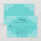 Robin Egg Blue Lace Lijst Gray Wedding RSVP Kaartje (Voorkant / Achterkant)