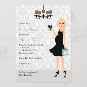 Robin Egg Blue Leopard Zwangere Mam Baby shower Kaart