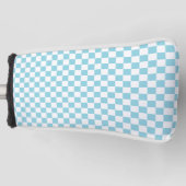 Robin Egg Blue met wit vierkant patroon Golfheadcover (Voorkant)