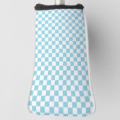 Robin Egg Blue met wit vierkant patroon Golfheadcover (Draai 90)