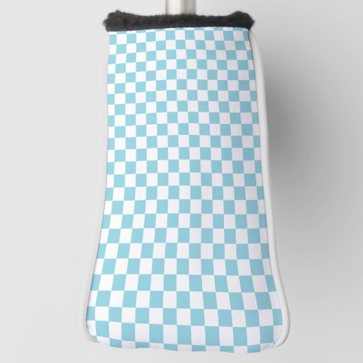 Robin Egg Blue met wit vierkant patroon Golfheadcover (Draai 90)