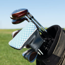 Robin Egg Blue met wit vierkant patroon Golfheadcover
