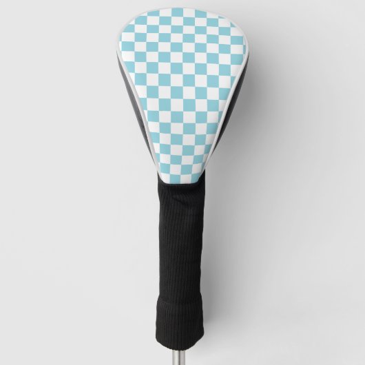 Robin Egg Blue met wit vierkant patroon Golfheadcover (Voorkant)