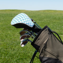 Robin Egg Blue met wit vierkant patroon Golfheadcover