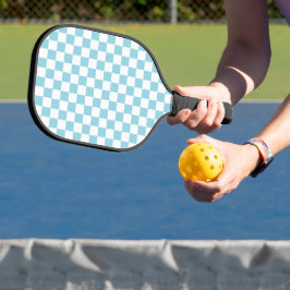 Robin Egg Blue met wit vierkant patroon Pickleball Paddle