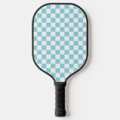 Robin Egg Blue met wit vierkant patroon Pickleball Paddle (Voorkant)