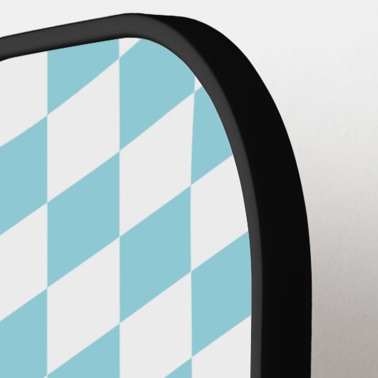 Robin Egg Blue met wit vierkant patroon Pickleball Paddle (Links Detail)