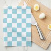 Robin Egg Blue met wit vierkant patroon Theedoek (Quarter Fold)