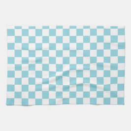 Robin Egg Blue met wit vierkant patroon Theedoek