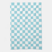 Robin Egg Blue met wit vierkant patroon Theedoek (Verticaal)