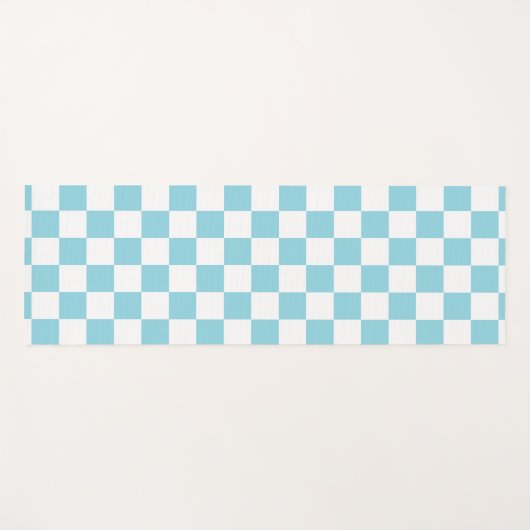 Robin Egg Blue met wit vierkant patroon Yogamat (Voorkant (horizontaal))