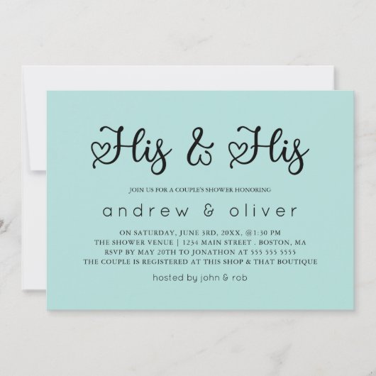 Robin Egg Blue Minimal Zijne & Zijne Couple's Show Kaart (Voorkant)