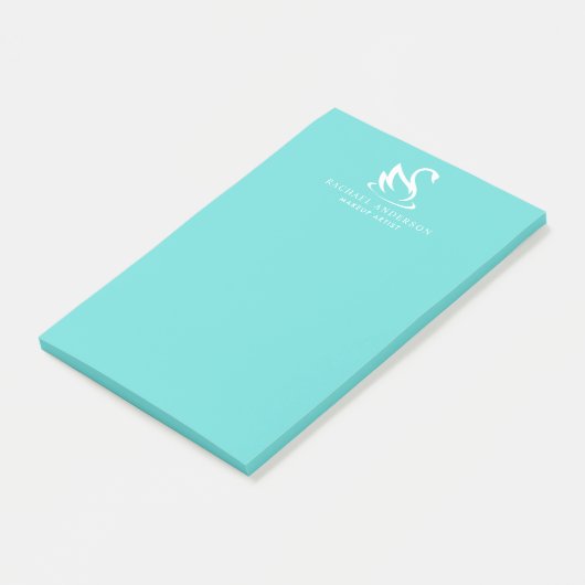 Robin Egg Blue Minimalist Swan Logo Post-it® Notes (Schuin)