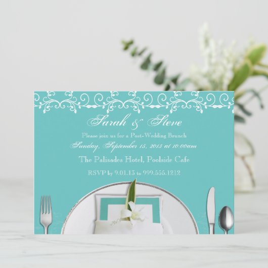 Robin Egg Blue Post Wedding Brunch nodigt Kaart (Staand voorkant)