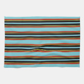 Robin Egg Blue Red Yellow Black Stripes Theedoek (Horizontaal)