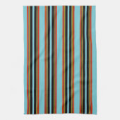 Robin Egg Blue Red Yellow Black Stripes Theedoek (Verticaal)