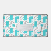 Robin Egg Blue Schattige kattenpatroon Bureaumat (Keyboard & Muis)