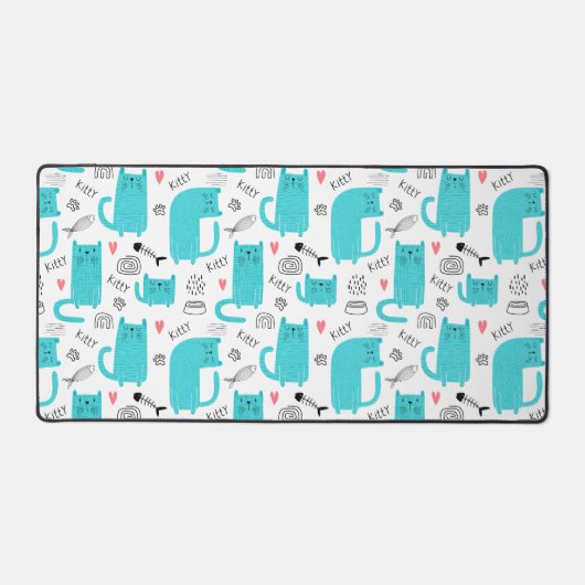 Robin Egg Blue Schattige kattenpatroon Bureaumat (Voorkant)