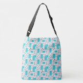 Robin Egg Blue Schattige kattenpatroon Crossbody Tas (Achterkant)